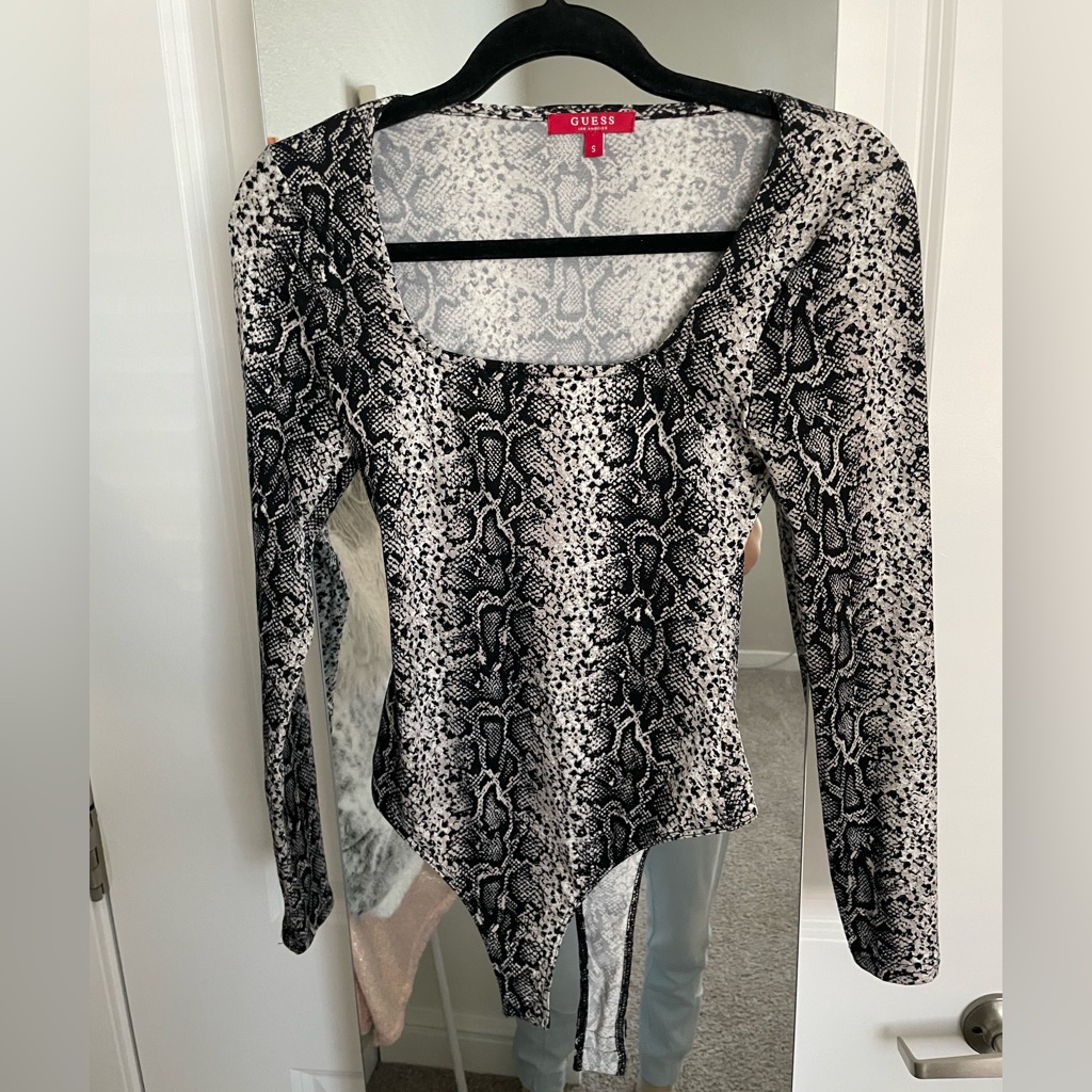 Guess Long Sleeve Bodysuit Python Multi